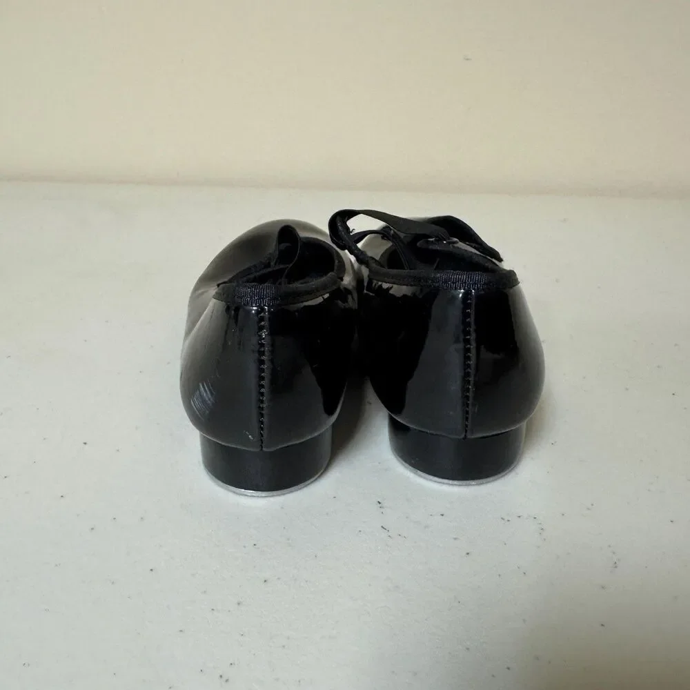 Tap Shoes Girls 9 Black Patent Leather Dance Class Recital Performance Hoofing